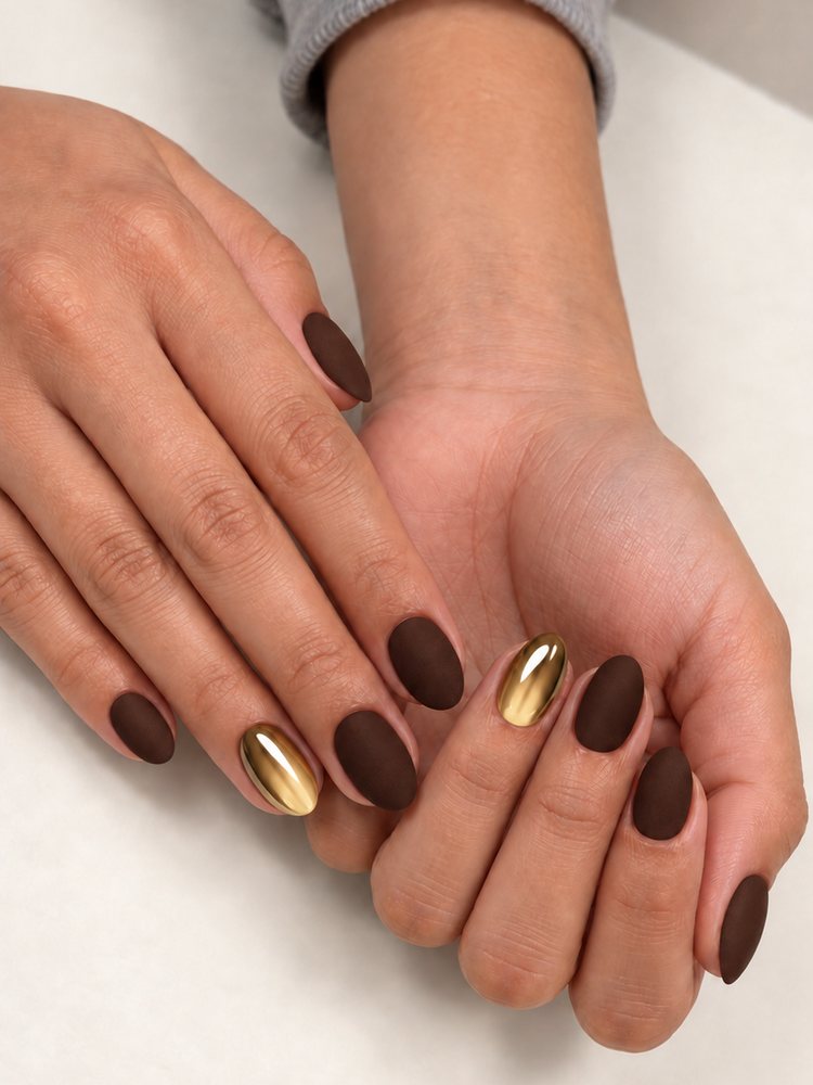 Chocolate Suede press-on nails by Ryan Test Studio