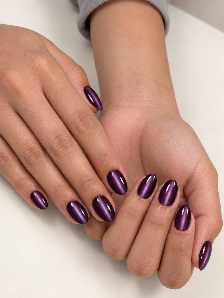 Midnight Plum press-on nails by Ryan Test Studio