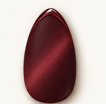 Velvet Oxblood press-on nails, close up