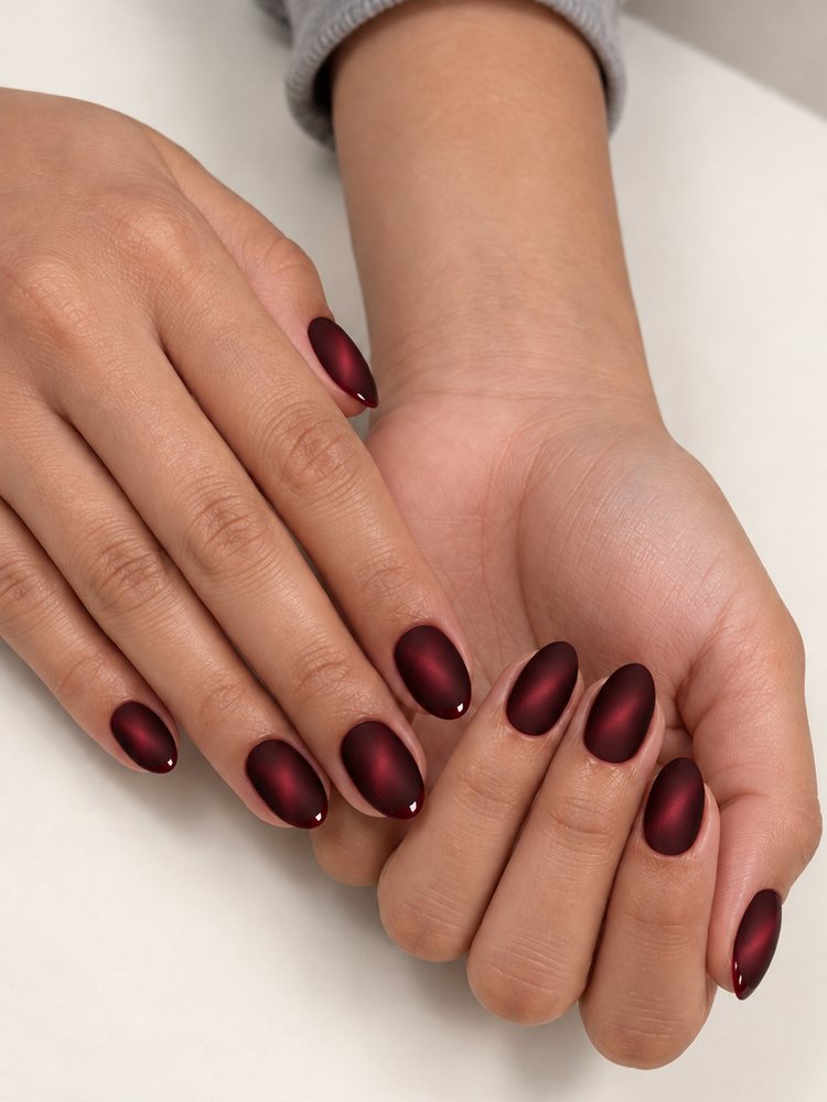 Handmade press-on nails, worn